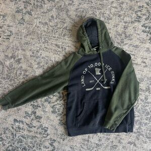 Green and Black Hoodie with Graphic Print